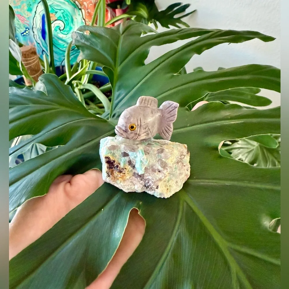 Soapstone Fish on Amazonite